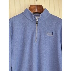 King & Bear Quarter Zip Sweatshirt Mens Large Blue Ahead Casuals Golf Pullover‎